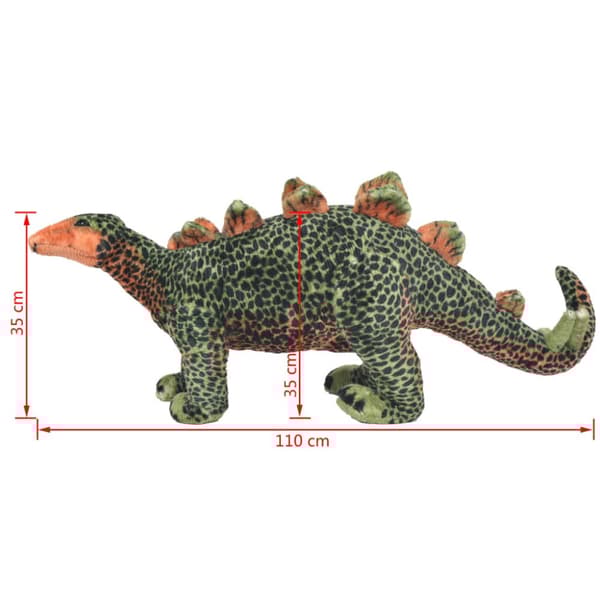 stående tøjdyr stegosaurus plysstof XXL grå