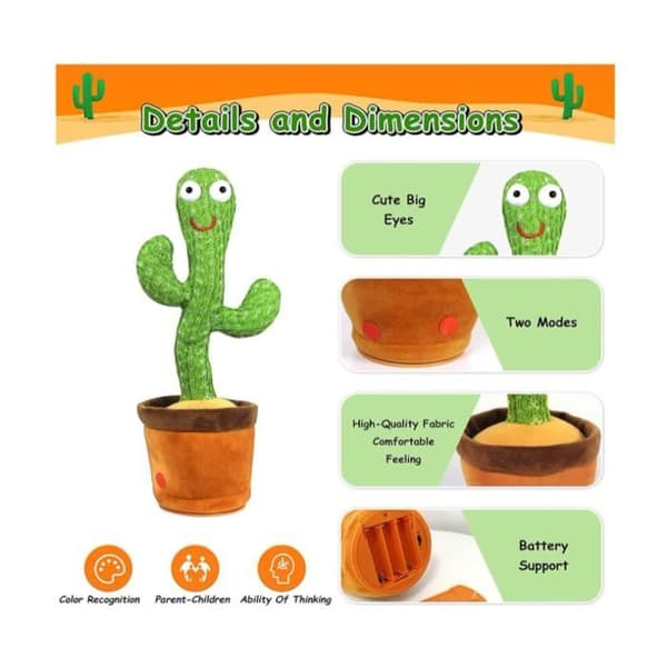 KAWAII Singing and Dancing Cactus Plyschleksak - 120 sånger - Hemtillbehör och present till barn