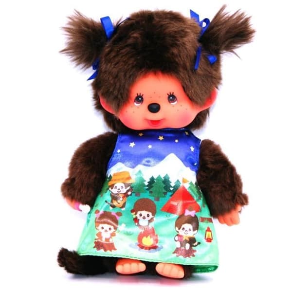 Tjej i lägereldklänning | 20 cm | Kiki | Monchhichi docka | Fashionabla klänning