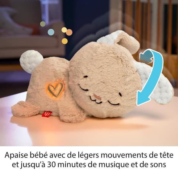 Fisher-Price-My Cuddly Rabbit - Nattlampa plysch - Leksak för tidig inlärning - HXG97