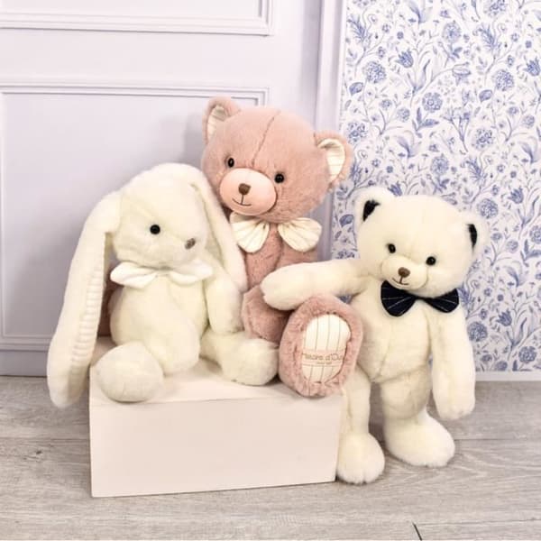 Peluche - BERÄTTELSE OM BJÖRNAR - Preppy Chic - 30CM - Rosa - Mixat - Bebis