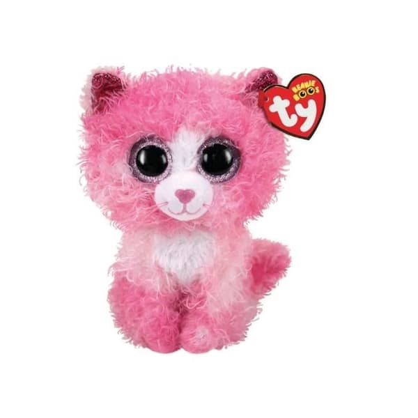 TY Beanie Boos Reagan Cat Plyschleksak 15cm - Rosa och Vit