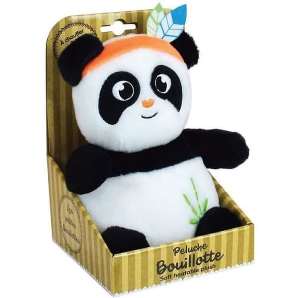 INDIAN PANDA varmvattenflaska plyschleksak - JEMINI - H 21 cm - Vit och svart - Baby