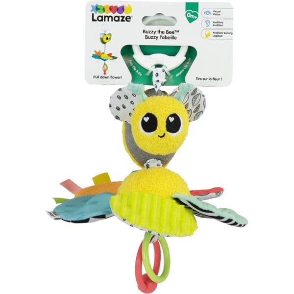 Lamaze Buzzy the Bee - Sensorisk utvecklingsmjuk leksak för bebisar i åldrarna 0 till 6 månader att klämma på för att ta med överallt