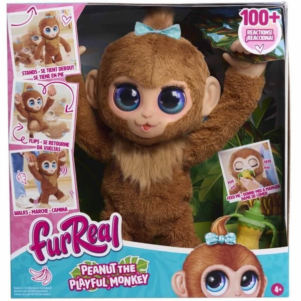 Interaktiv leksak - FURREAL FRIENDS - Peanut the Monkey - Över 100 reaktioner, promenader, balansering och kel