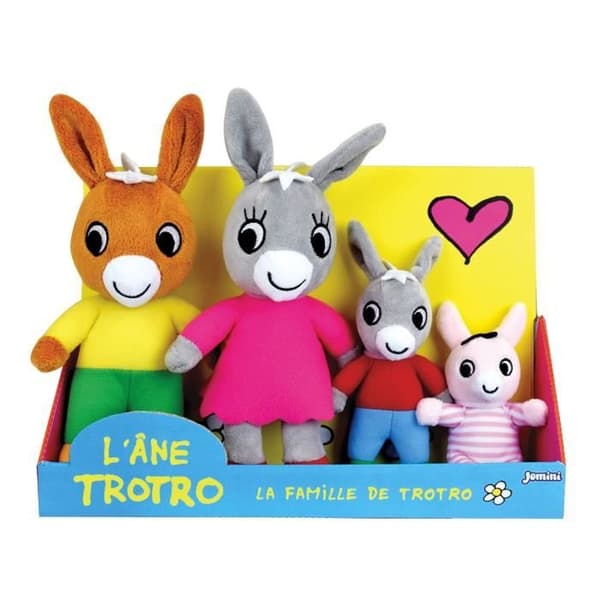 Trotro and Family Plush Box +/- 15 cm - JEMINI - Trotro, hans mamma, hans pappa och hans lillasyster.