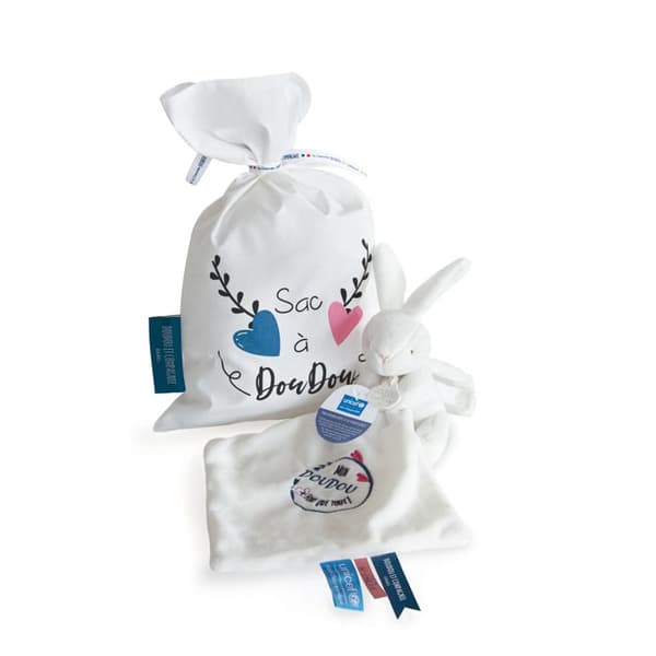 Plysch + väska Doudou &amp; company My Doudou Stronger Than Everything - vit - 0/17 cm
