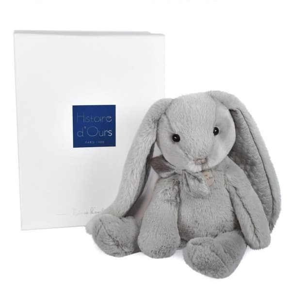 Plyschleksak - BEAR STORY - Preppy Chic Rabbit - 40CM - Grå - Mjuk och fluffig
