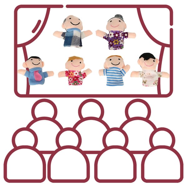 Plys dukker Mascot fingerlings familie 6 stk