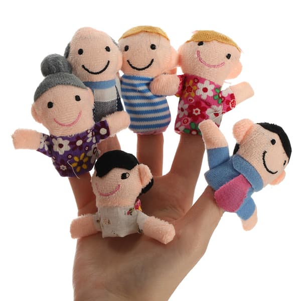 Plys dukker Mascot fingerlings familie 6 stk