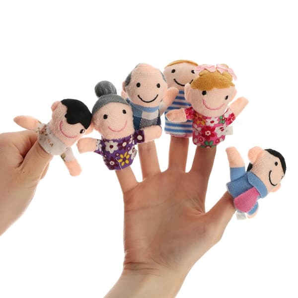 Plys dukker Mascot fingerlings familie 6 stk