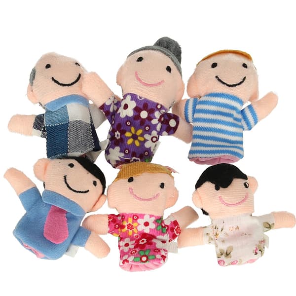 Plys dukker Mascot fingerlings familie 6 stk