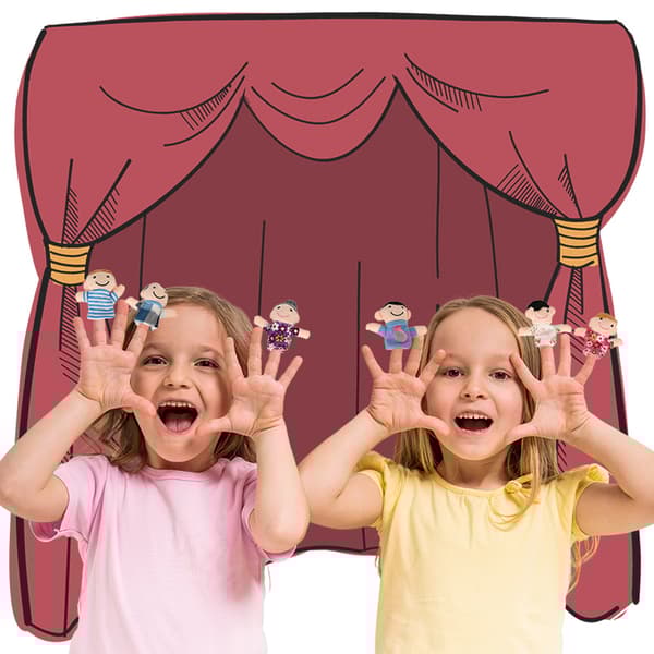 Plys dukker Mascot fingerlings familie 6 stk