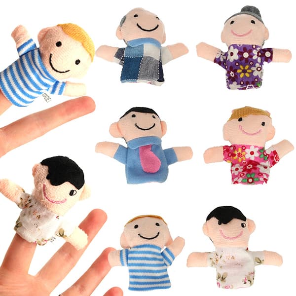 Plys dukker Mascot fingerlings familie 6 stk