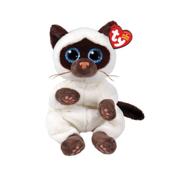 TY BEANIE BABIES-MJUK PLYSK MISO THE CAT 15 CM, GRÅ, TY40548