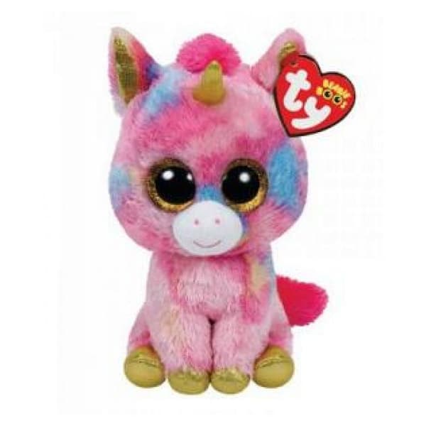 Fantasia the Unicorn plyschleksak - TY - 16 cm - Rosa - Leksak för tidig inlärning och barnsjukdomar