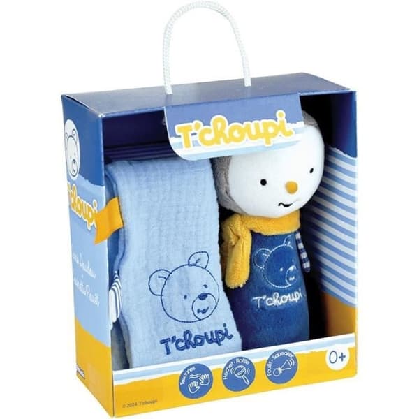 T'choupi Baby Birth Box med täcke och plysch skallra +/- 25 cm - JEMINI - Perfekt för en födelsepresent.