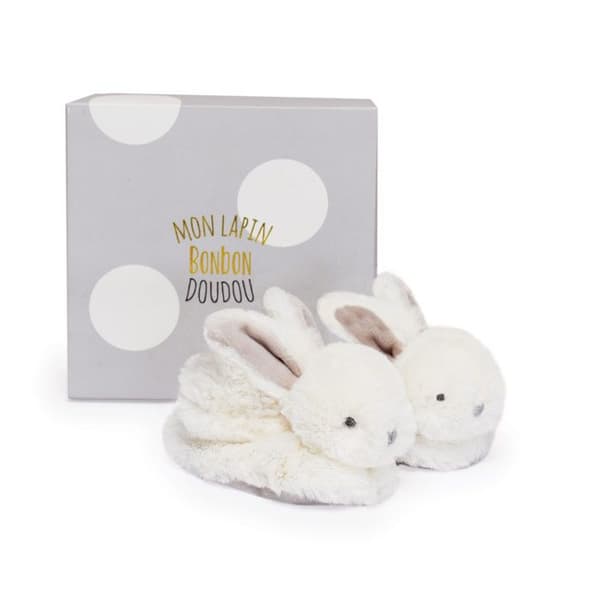 DOUDOU ET COMPAGNIE Lapin - Box tofflor med skaller Taupe 0-6 månader