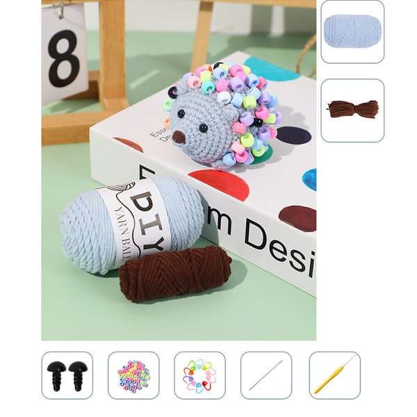 INF DIY Heklesett, Søtt Pinnsvin Amigurumi-sett for nybegynnere