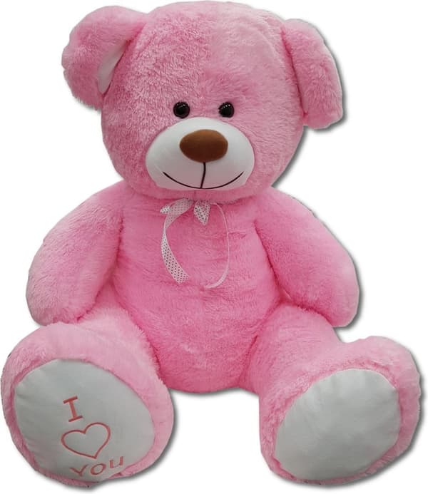 160cm Lyserød Plush Teddybjørn med Broderet Hjerte - EU-produceret, Anti-allergisk
