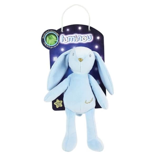 LUMINOU Set med 3 vita kaniner Naturliga lysande mjuka leksaker fungerar utan batteri +/- 20 CM