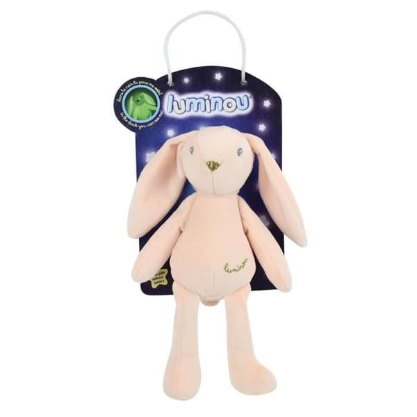 LUMINOU Set med 3 vita kaniner Naturliga lysande mjuka leksaker fungerar utan batteri +/- 20 CM