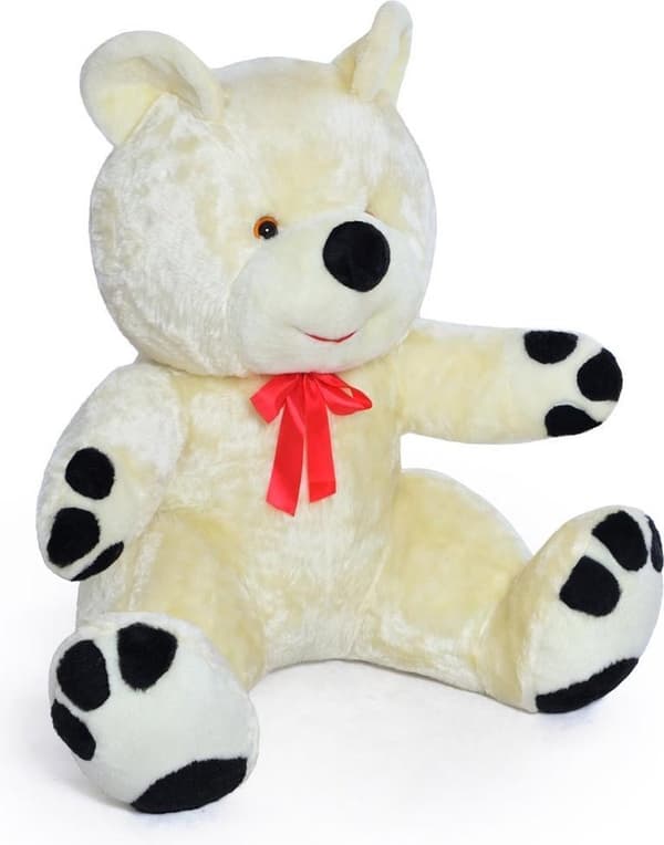 120cm Stor Hvid Plush Teddybjørn med Rødt Bånd - EU-produceret Premium Kvalitet