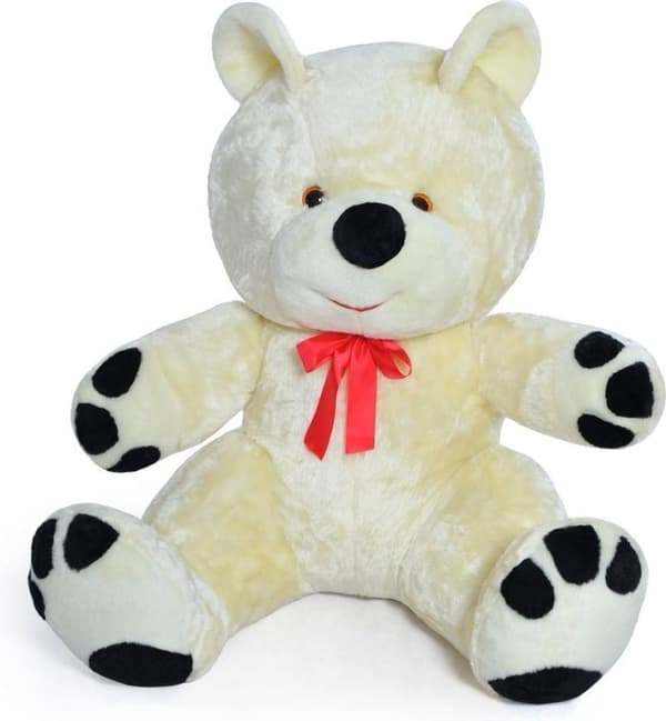 120cm Stor Hvid Plush Teddybjørn med Rødt Bånd - EU-produceret Premium Kvalitet