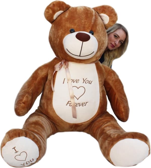165cm Romantisk Kæmpe Teddybjørn med 'JEG ELSKER DIG FOR ALTID' Broderi - Perfekt Valentinsgave