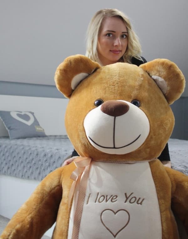 165cm Kæmpe Blød Teddybjørn med 'Jeg Elsker Dig For Evigt' Broderi - Perfekt Romantisk Gave