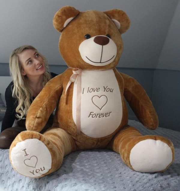 165cm Kæmpe Blød Teddybjørn med 'Jeg Elsker Dig For Evigt' Broderi - Perfekt Romantisk Gave
