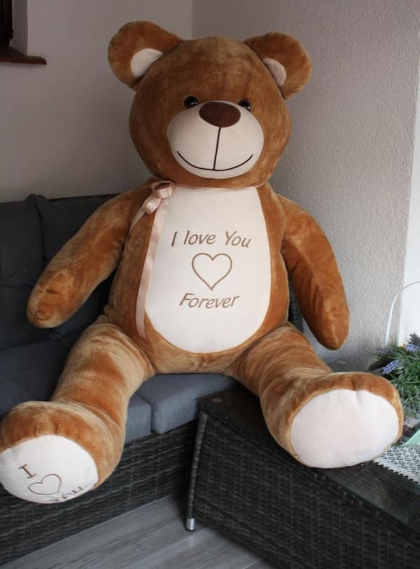 165cm Kæmpe Blød Teddybjørn med 'Jeg Elsker Dig For Evigt' Broderi - Perfekt Romantisk Gave