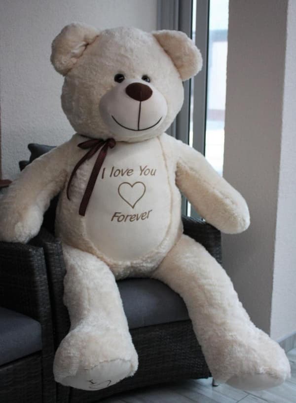165cm krämfärgad plyschteddybjörn med 'Jag älskar dig'-broderi - Perfekt present