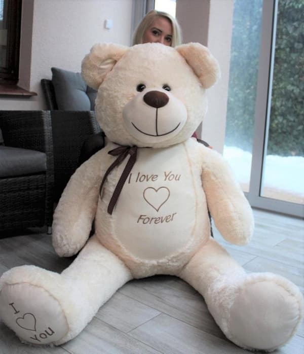 165cm krämfärgad plyschteddybjörn med 'Jag älskar dig'-broderi - Perfekt present
