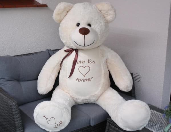 165cm krämfärgad plyschteddybjörn med 'Jag älskar dig'-broderi - Perfekt present