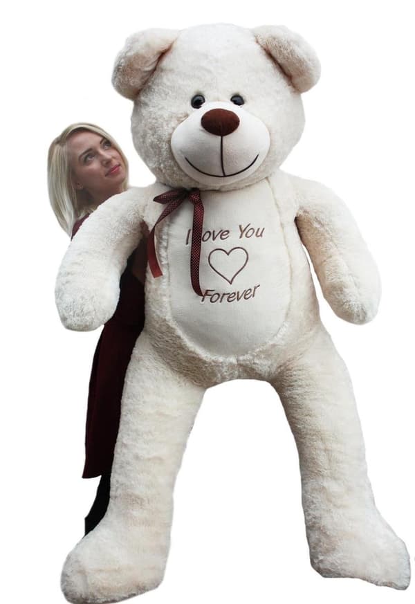165cm krämfärgad plyschteddybjörn med 'Jag älskar dig'-broderi - Perfekt present