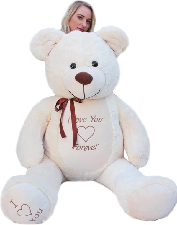 165cm krämfärgad plyschteddybjörn med 'Jag älskar dig'-broderi - Perfekt present