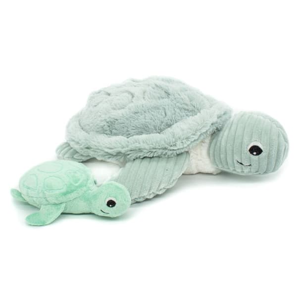 Peluche - Les Déglingos - Sauvenou - Jättesköldpadda - Baby ingår - 50 cm - Mintgrön