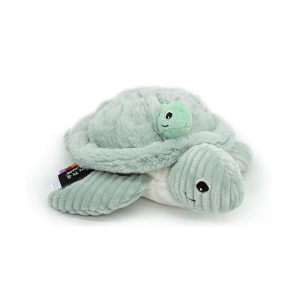 Peluche - Les Déglingos - Sauvenou - Jättesköldpadda - Baby ingår - 50 cm - Mintgrön