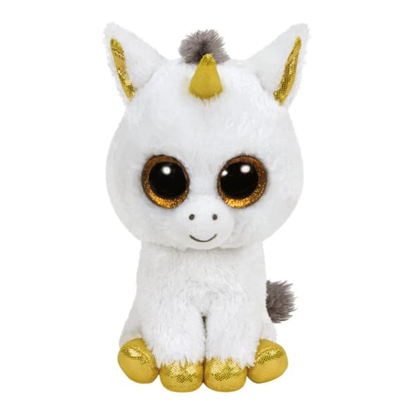 Ty Beanie Vit Enhörning Pegasus Mjukleksak 15cm