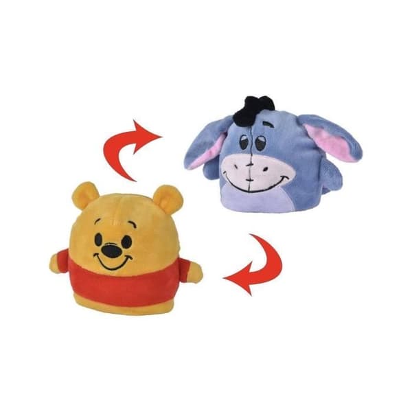 Vändbar plyschleksak - SIMBA - Nalle Puh - Gul och grå - 8 cm