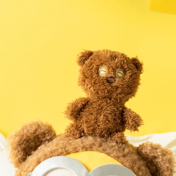 MINISO 11” Bob+Tim kostym Minions plyschleksak, söt sovande sängkläder fyllda djur Kawaii plyschkudde för barn pojkar flickor