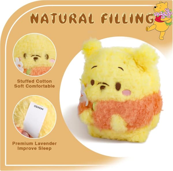 MINISO Nalle Puh plysch 17cm/6.5inch, Nalle Puh mjuk squishy plysch gosedjur, små Nalle Puh mikromallar, Disney