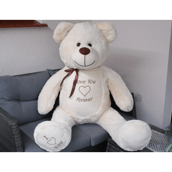 Udstoppet dyr - Stor bamse - Jeg elsker dig - Blød - Creme