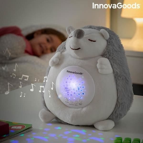 Hedgehog Plyschleksak med vitt brus och Spikey Night Light - InnovaGoods - Svart - One Size