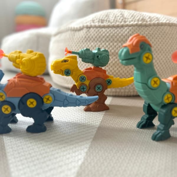 WOOPIE Dinosaurer til Skrue 3 stk. Sæt i en kasse + boremaskine og skruetrækker