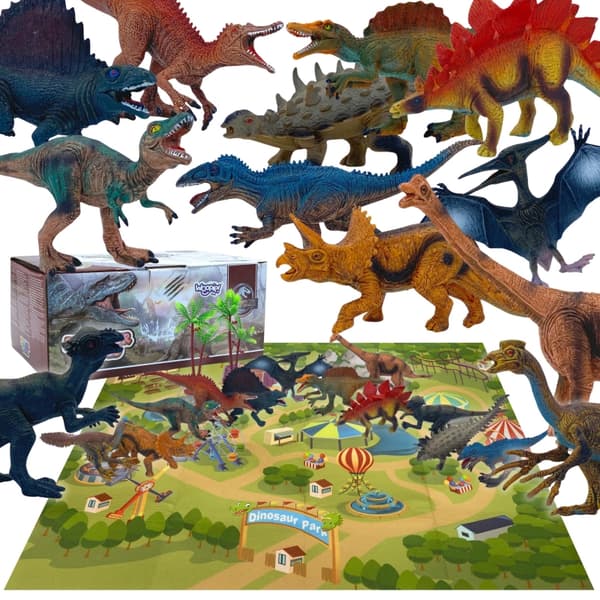 WOOPIE Sæt med Dinosaurer XL Figurer + Måtte