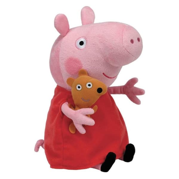 Peppa Pig Ty Beanie plyschleksak - Peppa och Teddy - Peppa Pig licens - TY varumärke