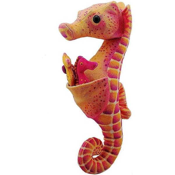 Peluche de caballito de mar papá con 3 bebés, de Wild