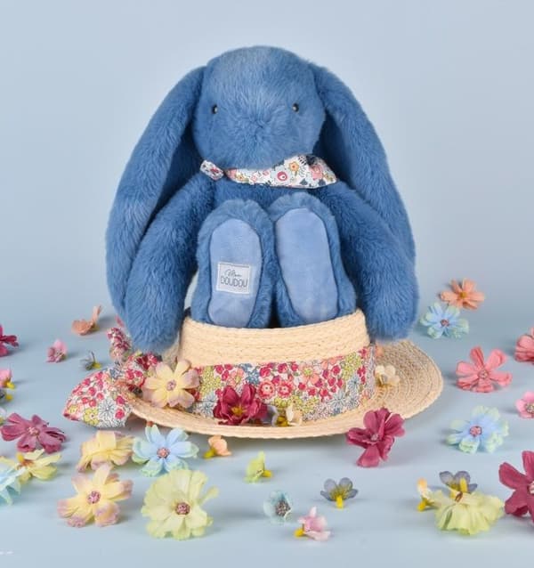 Doudou och Kompani - Kramdjur Kanin Fleurette blå 25 cm